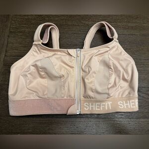 SHEFIT Zip Front Sports Bra in Light Pink size 4Luxe